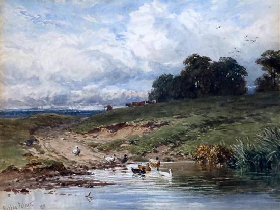 Harry Sutton Palmer (1854-1933) Ducks on the River Ure 10 x 13in.